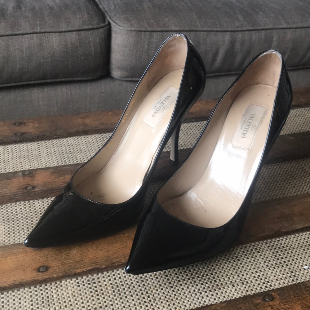 Valentino black patent leather heels